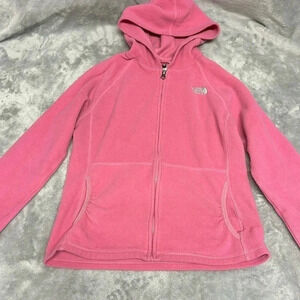 The North Face - kids/teen Pink full zip fleece Jacket hoodie. Size L  (14)